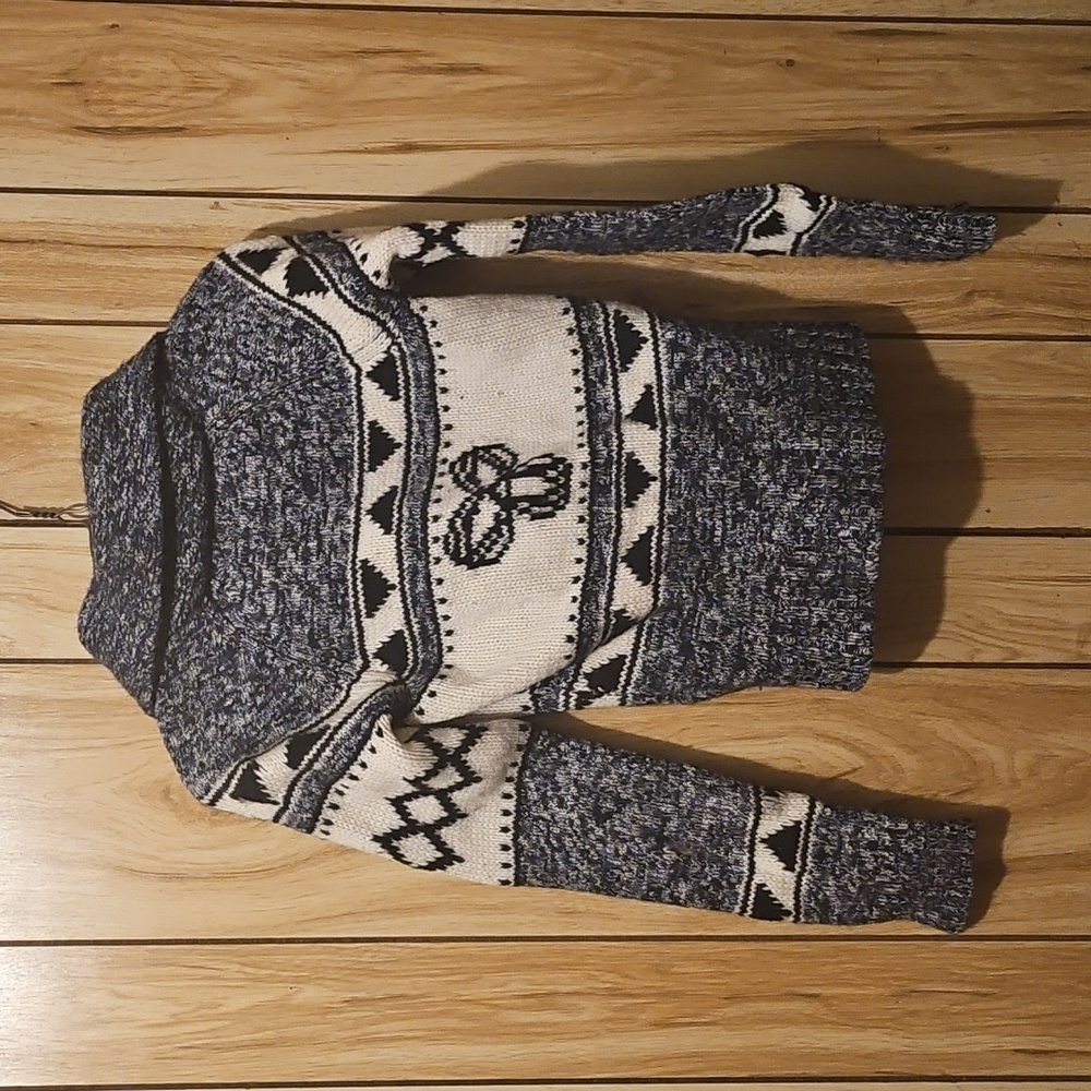 Blue and White Patterned Women's Sweater - Picture 2 of 2
